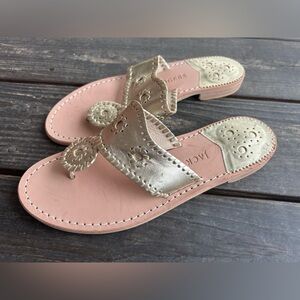 Jack Rogers Gold Bohemian Boho Sandals Flip Flops Classy